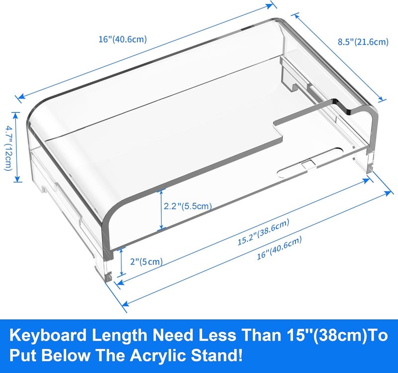 Beimu Acrylic Monitor Stand Riser Acrylic Laptop Stand Clear Computer Stand Laptop Riser with Storage Desk Organizer Accessories for Home and Office - Image 2